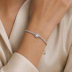 Pulseira Ajustável com Pedra Zircônia em Forma de Gota e Corrente Cheia de Cristais | Pulseira Feminina Dourada e Prateada Acessório Delicado para Presente