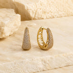 Brinco Argola Cone Pavê Zircônia | Dourado/Prateado Leve Elegante para Uso Diário e Eventos
