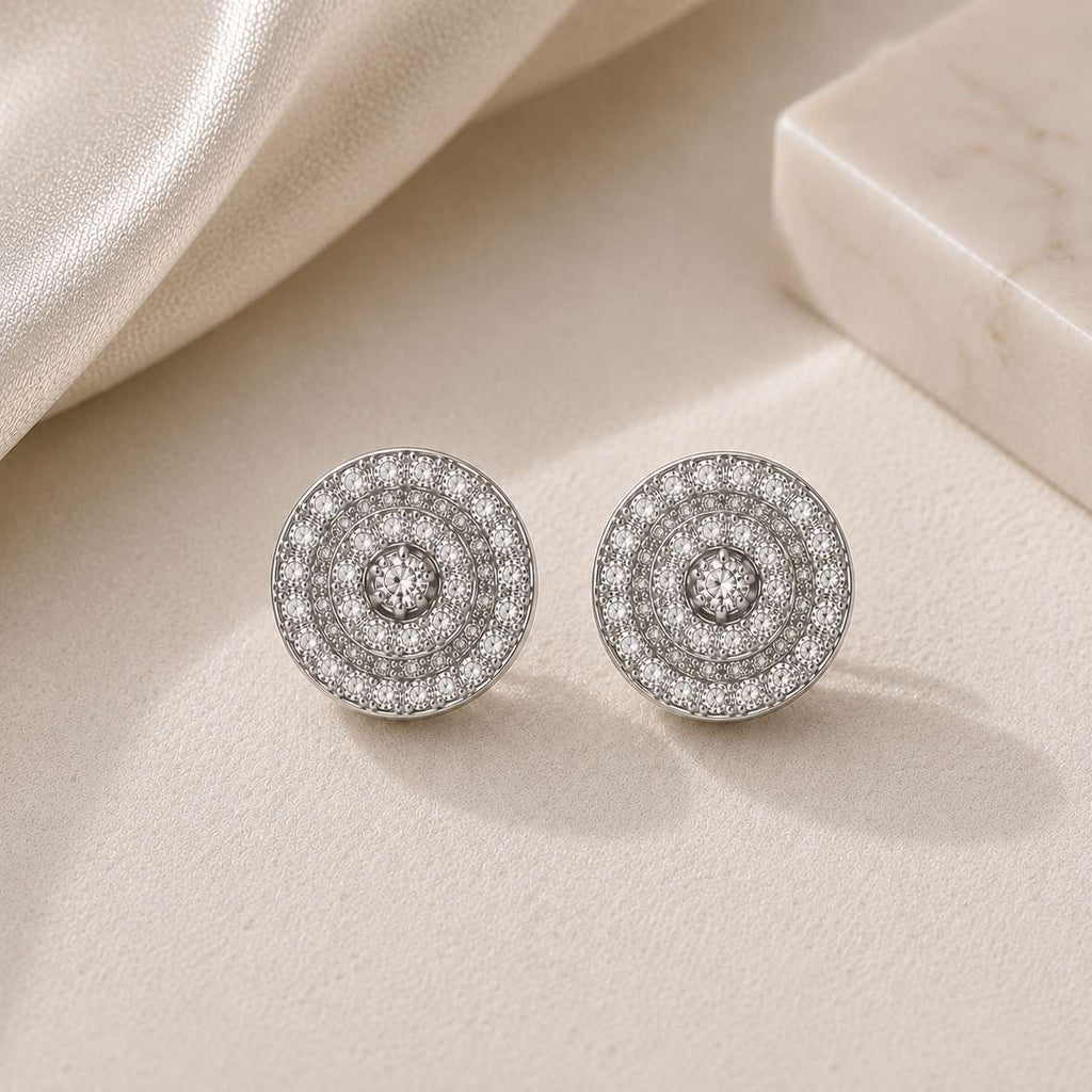 Brinco Redondo em Zircônia Luxo - Acessório de Glamour e Elegância para Qualquer Ocasião - Brilho Intenso e Alta Durabilidade