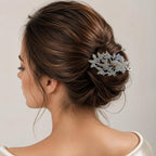 Presilha Folhas com Zircônias Coloridas Sofisticada | Grampo Dourado e Prateado Acessório Feminino para Dia a Dia e Festas