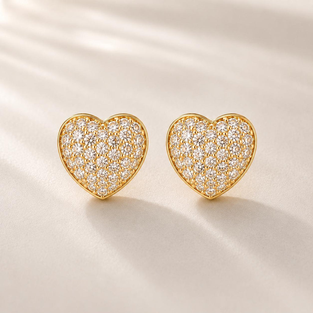 Brinco Coração 3D em Zircônia Luxo Elegância e Brilho para Mulheres que Buscam Charme e Sofisticação