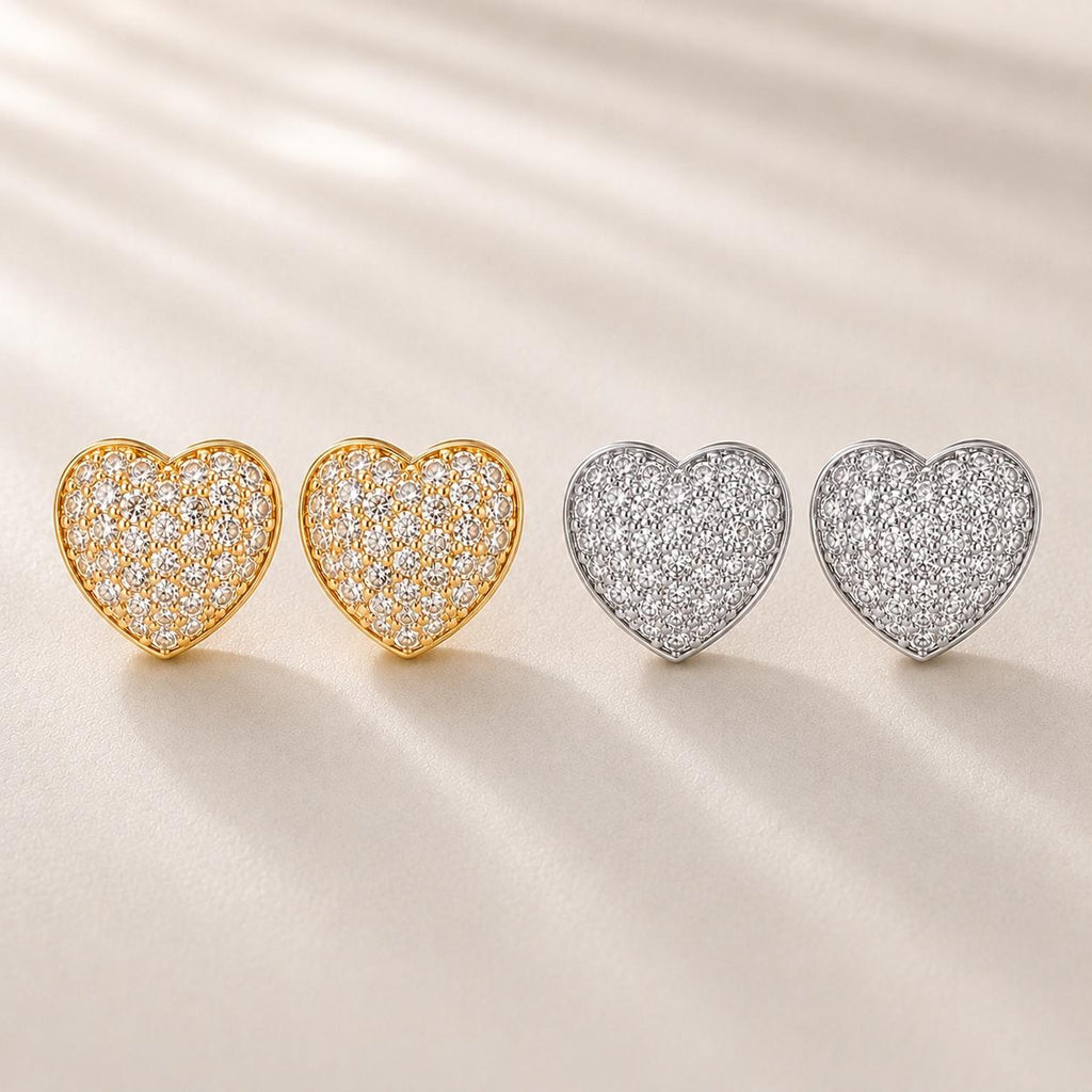 Brinco Coração 3D em Zircônia Luxo Elegância e Brilho para Mulheres que Buscam Charme e Sofisticação