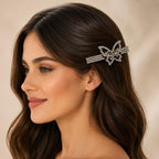 Presilha Borboleta Vazada com Zircônias Brilhantes | Grampo Dourado e Prateado Acessório Feminino Elegante para Cabelo