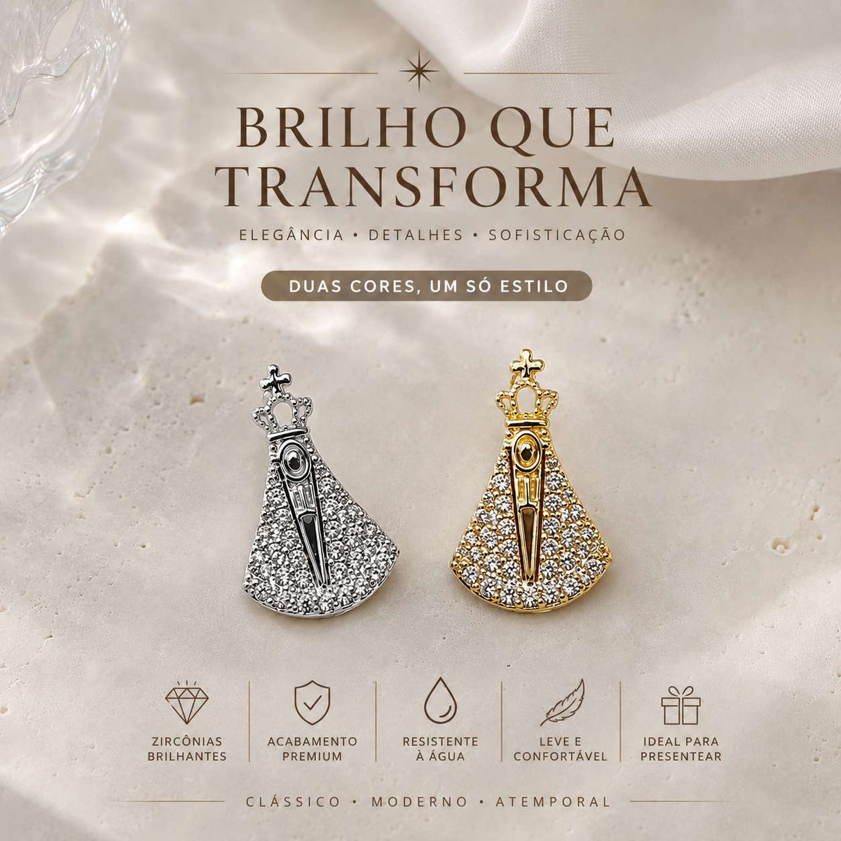 Brinco Nossa Senhora Aparecida em Zircônia