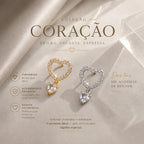 Brinco Coração Duplo em Zircônia - Design Romântico e Luxuoso com Zircônias Brilhantes para Ocasiões Variadas