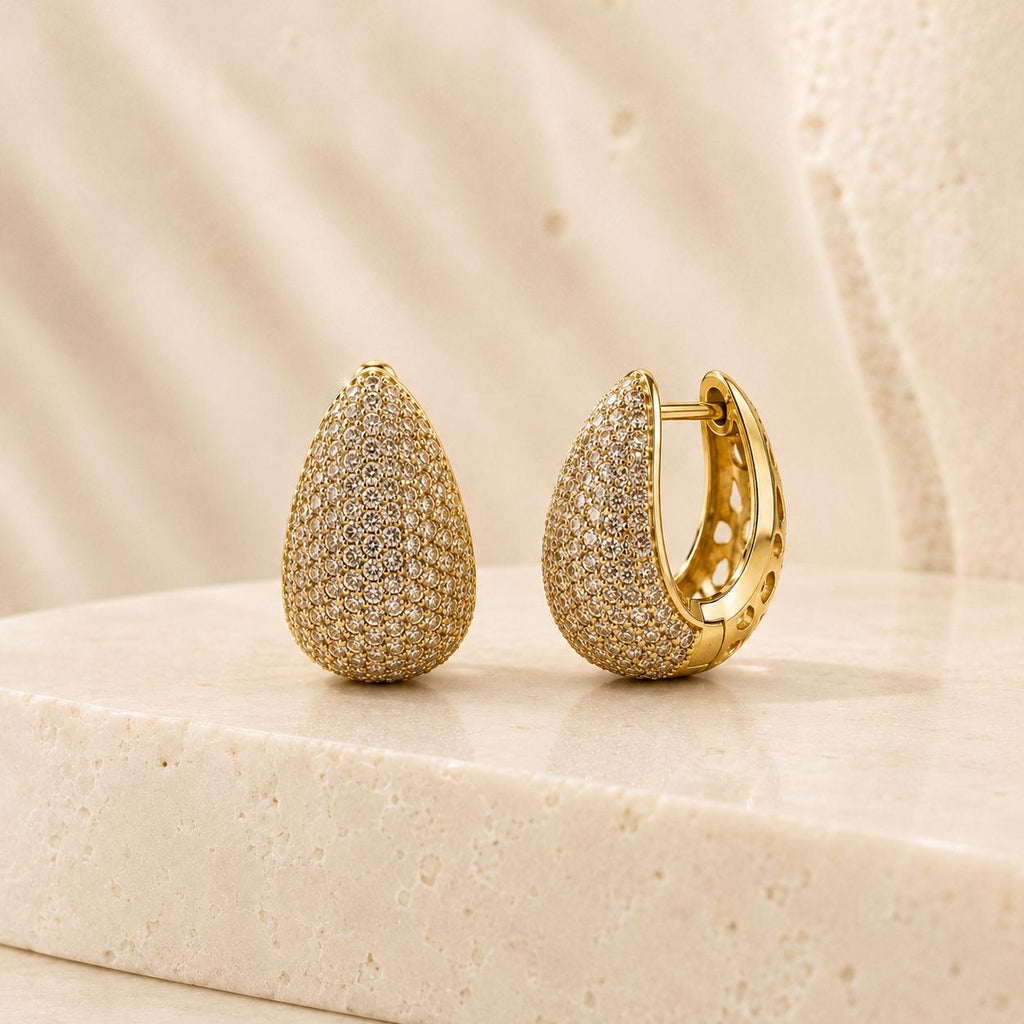 Brinco Argola Gota Pavê Zircônia | Dourado/Prateado, Elegante para Uso Diário e Eventos