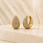 Brinco Argola Gota Pavê Zircônia | Dourado/Prateado, Elegante para Uso Diário e Eventos