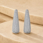 Brinco Cone Cravejado Brilhante Dourado/Prateado | Design Moderno, Confortável para Uso Diário e Presente