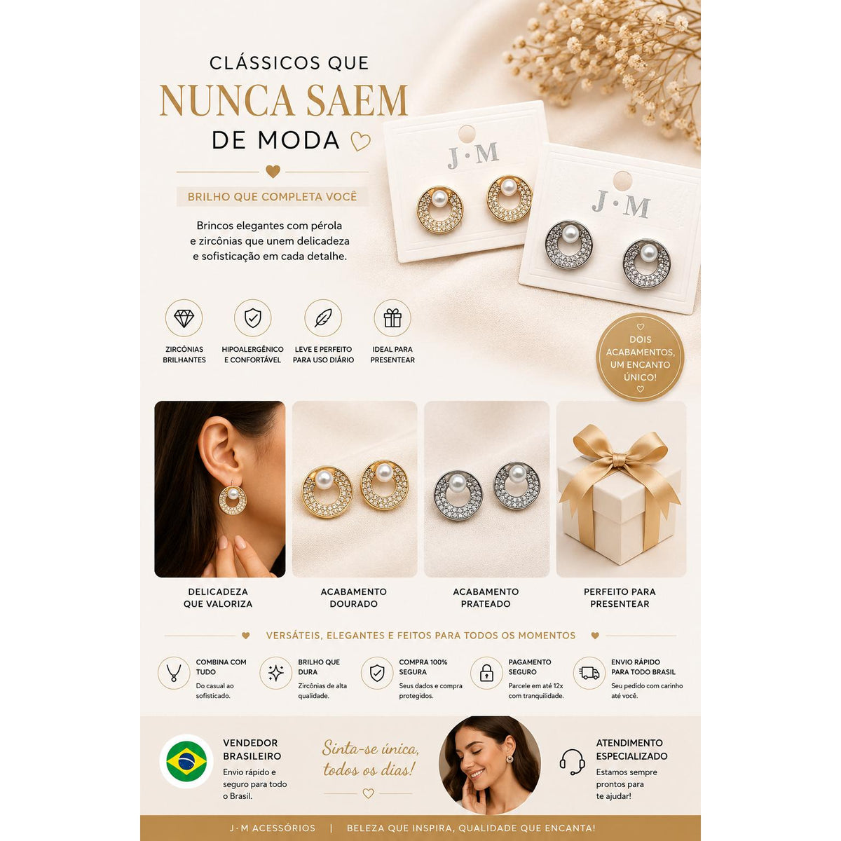 Brinco Círculo com Pérola e Zircônia Elegância Clássica e Moderna Zircônias Brilhantes Pérola de Imitação Versátil para Ocasiões Especiais