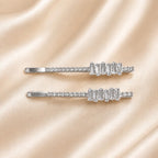 Kit 2 Presilhas de Cabelo Retângulo Zircônia | Presilha Feminina Elegante Dourado e Prateado