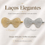 Presilha Laço em Leque Vazado com Zircônias Brilhantes Elegante | Grampo Dourado e Prateado Acessório Feminino para Cabelo Festas e Dia a Dia