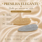 Presilha Elíptica Cheia de Zircônias Elegante | Grampo Dourado e Prateado para Cabelo Dia a Dia e Festas