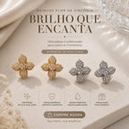 Brinco Trevo Floral Micro-Pavimentado com Zircônias para Mulheres que Amam Estilo e Luxo