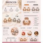 Brinco Trevo com Flor de Pérola e Zircônias