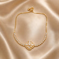 Pulseira Ajustável Trevo de Quatro Folhas com Zircônias Brilhantes | Pulseira Feminina Dourada e Prateada Acessório Sofisticado Presente para Mulher