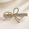 Presilha Laço Oval Vazado com Zircônias Brilhantes Elegante | Grampo Dourado e Prateado Acessório Feminino para Cabelo Dia a Dia e Festas