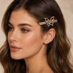 Presilha Borboleta Vazada com Zircônias Brilhantes | Grampo Dourado e Prateado Acessório Feminino Elegante para Cabelo