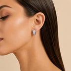 Brinco Argola Retangular Pavê Zircônia | Dourado/Prateado Elegante para Todas Ocasiões