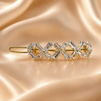 Presilha de Cabelo Cruzada com Zircônias Retangulares | Grampo Moderno Elegante Dourado e Prateado Para Todos Penteados