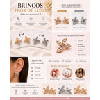 Brinco Trevo Floral com Zircônias