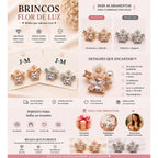 Brinco Flor com Zircônia Quadrada e Pérola