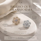 J&M Brinco Flor de Neve com Zircônias Redondas e Corte Baguete para Mulheres que Buscam Charme e Personalidade