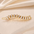 Presilha de Cabelo Curva com Zircônias Retangulares | Grampo Elegante Dourado e Prateado para Dia a Dia e Festas