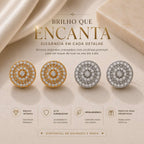 Brinco Redondo em Zircônia Luxo - Acessório de Glamour e Elegância para Qualquer Ocasião - Brilho Intenso e Alta Durabilidade
