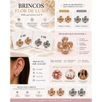 Brinco Flor com Pétalas de Zircônia Design Floral Elegante e Romântico Zircônias de Corte Marquise Brilho Luxuoso para Ocasiões Especiais