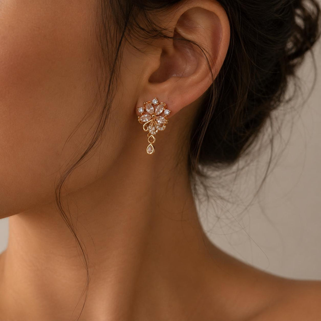 Brinco Flor de Zircônia Luxo Antialérgico