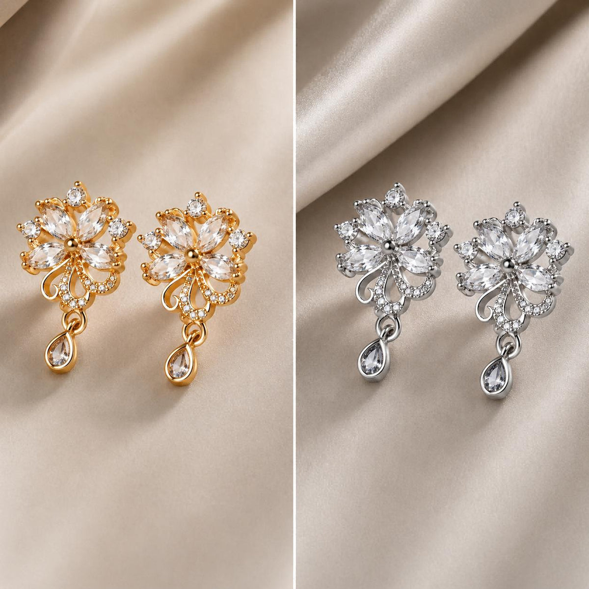 Brinco Flor de Zircônia Luxo Antialérgico