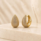 Brinco Argola Gota Pavê Zircônia | Dourado/Prateado, Elegante para Uso Diário e Eventos