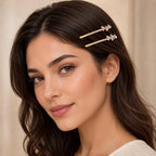 Kit 2 Grampos de Cabelo com Zircônia Brilhante | Presilha Feminina Elegante Dourado e Prateado