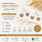 Brinco Coração Duplo em Zircônia Luxo Elegância e Amor Design Romântico para Mulheres Charmosas e Sofisticadas