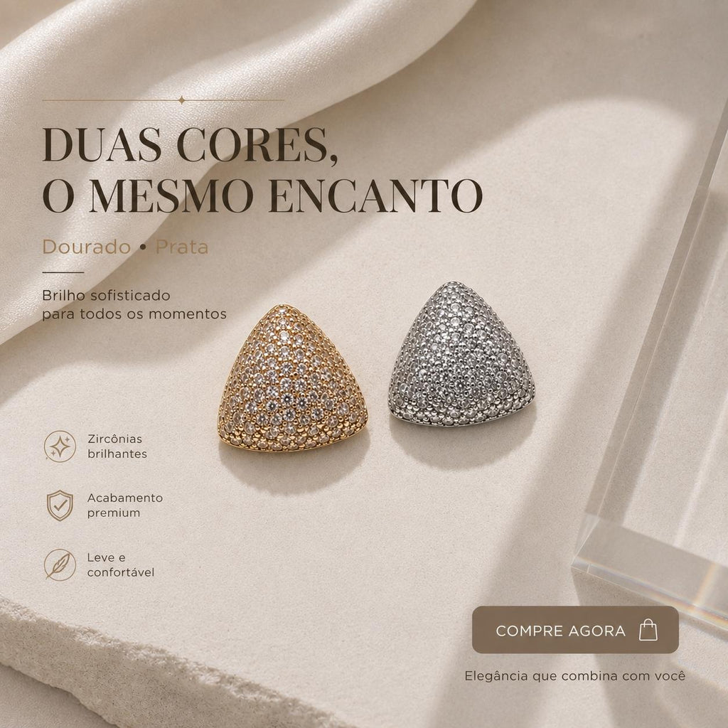 Brinco Triangular com Micro-pavimentação Completa de Zircônias