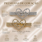 Presilha Coração Vazado com Ramos Florais e Zircônias Brilhantes | Grampo Dourado e Prateado Acessório Feminino Elegante para Cabelo