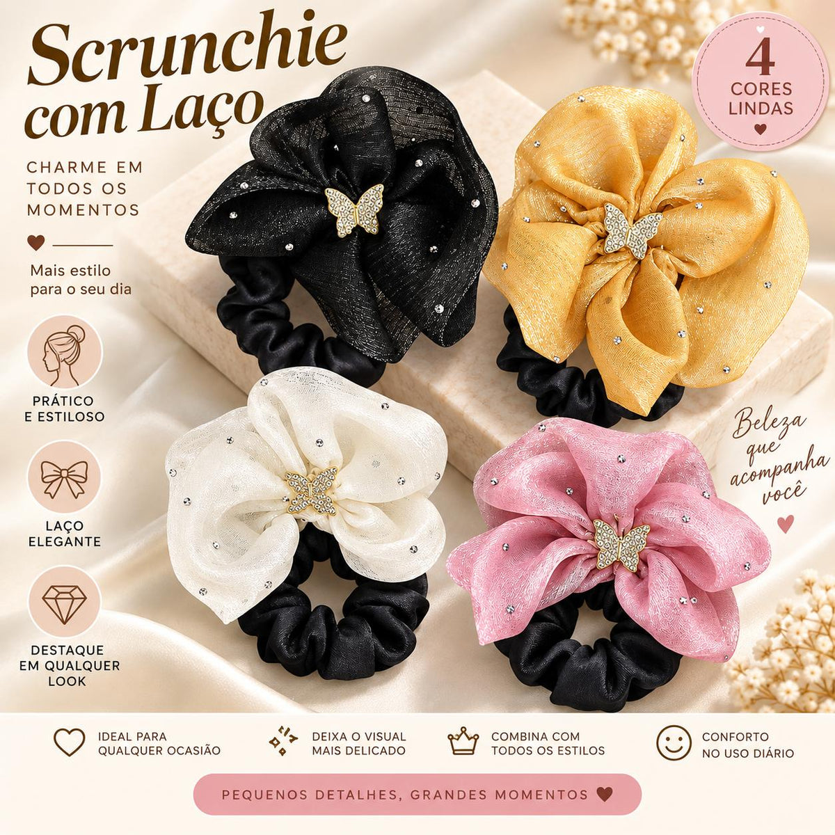 Scrunchie Laço Butterfly Charm