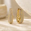 Brinco Argola Pave Zircônia Elegante | Modelo Leve Versátil Dourado/Prata