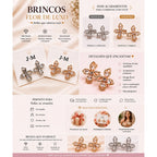 Brinco Flor Assimétrica com Zircônias Corte Marquise e Redondo Design Leve e Moderno para Estilos Românticos