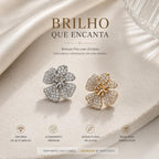 Brinco Flor Hibisco com Micro-Pavimento de Zircônias