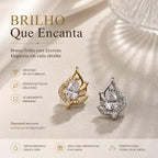 Brinco Folha com Zircônia em Formato de Gota