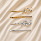 Kit Grampo de Cabelo Nó com Zircônia 2 Peças | Presilha Feminina Delicada Dourado e Prateado