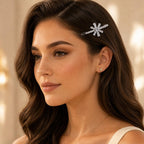 Presilha de Cabelo Flor de Neve Zircônia Brilhante | Grampo Feminino Elegante Dourado e Prateado para Festas e Dia a Dia