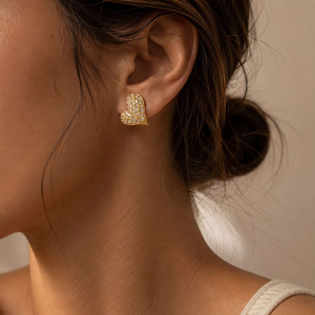 Amor em Cada Detalhe Brinco Coração em Zircônia Luxo Elegância Romântica e Glamouroso para Mulheres Charmosas