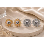 Brinco Flor de Sol com Zircônia Central Halo