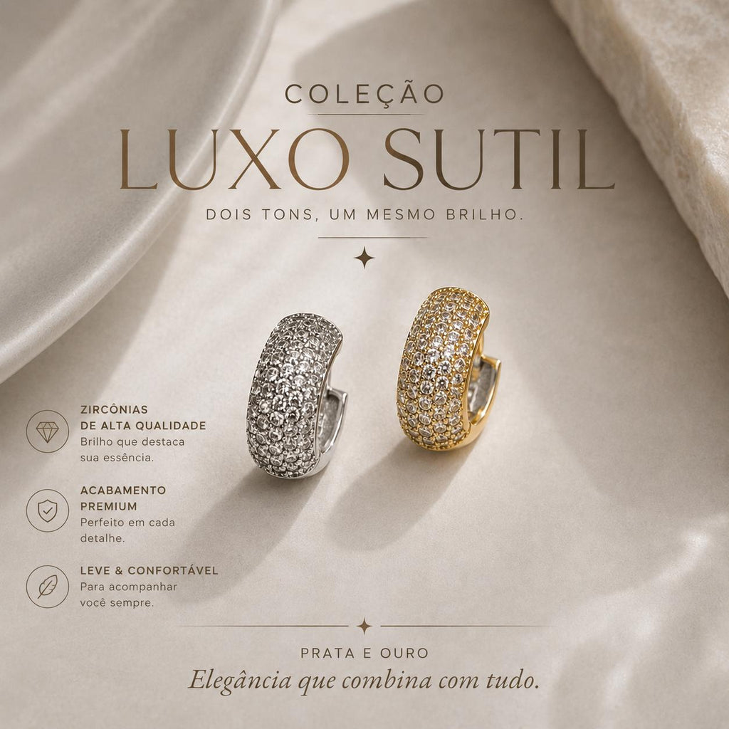 Bijuteria Brinco C em Zircônia Cheia - Acessório Moderno e Discreto com Zircônias Incrustadas para Estilo Casual e Sofisticado