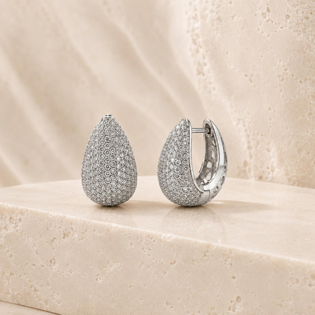 Brinco Argola Gota Pavê Zircônia | Dourado/Prateado, Elegante para Uso Diário e Eventos