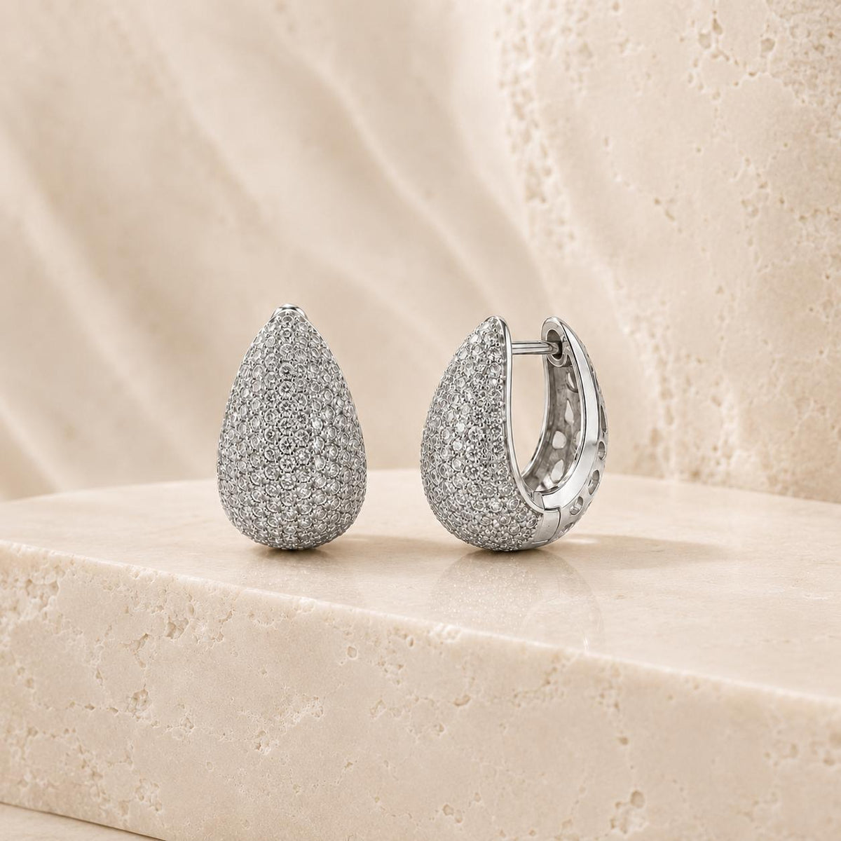 Brinco Argola Gota Pavê Zircônia | Dourado/Prateado, Elegante para Uso Diário e Eventos