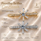 Presilha de Cabelo Flor de Neve Zircônia Brilhante | Grampo Feminino Elegante Dourado e Prateado para Festas e Dia a Dia