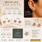 JM Collection Brinco Laço com Zircônia Central Dourado e Prata Acabamento Premium Zircônia Brilhante Elegância e Versatilidade